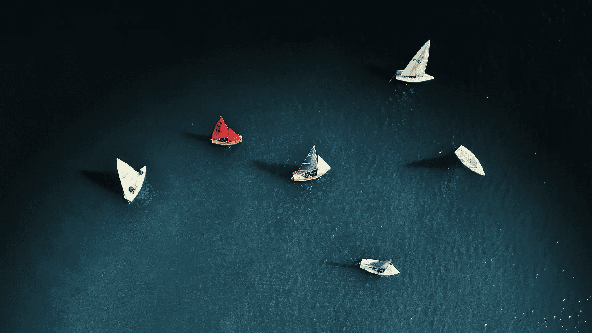 Boats in the ocean from above